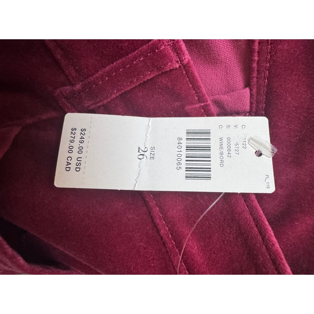 Anthropologie Paige high rise flair Velvet Trouser Pants Berry Jam Wine 26 NEW - Picture 3 of 9
